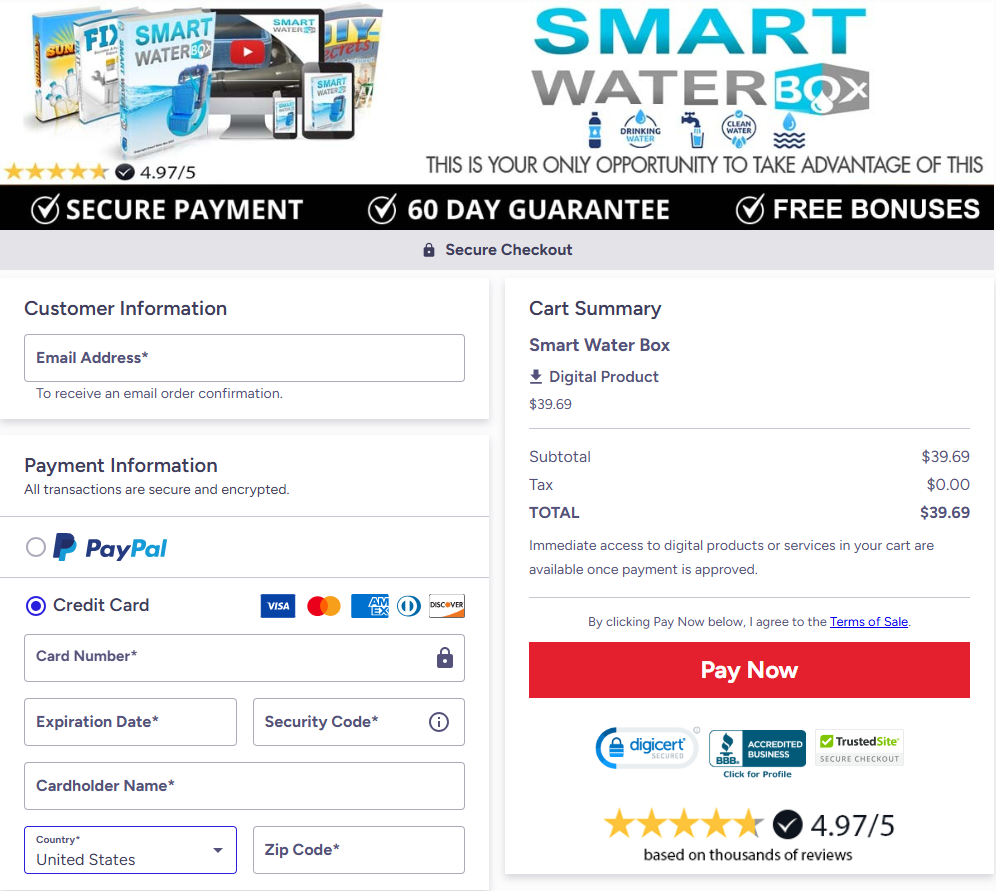 Smart Water Box checkout